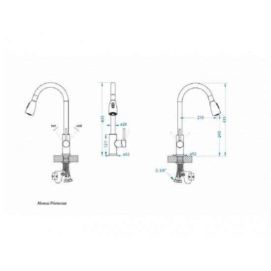 ALVEUS PRIMROSE PS Carbon G91 черный смеситель (выдвижной излив)
