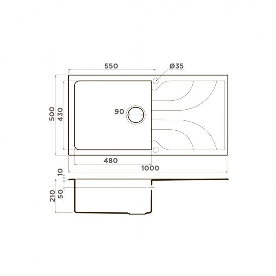 Кухонная мойка Omoikiri Yasugata 100 Tetogranit