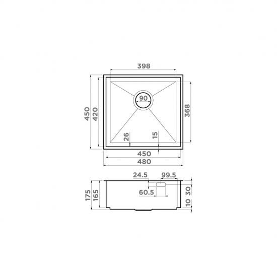 Кухонная мойка Omoikiri Kasen 48-26-INT нержавеющая сталь