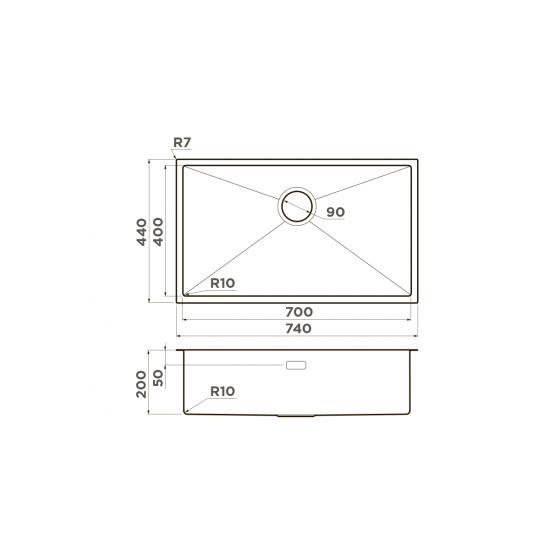 Кухонная мойка OMOIKIRI TAKI 74-U/IF нержавеющая сталь