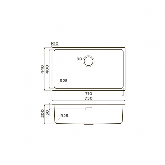 Кухонная мойка OMOIKIRI TADZAVA 75-U/I-IN нержавеющая сталь