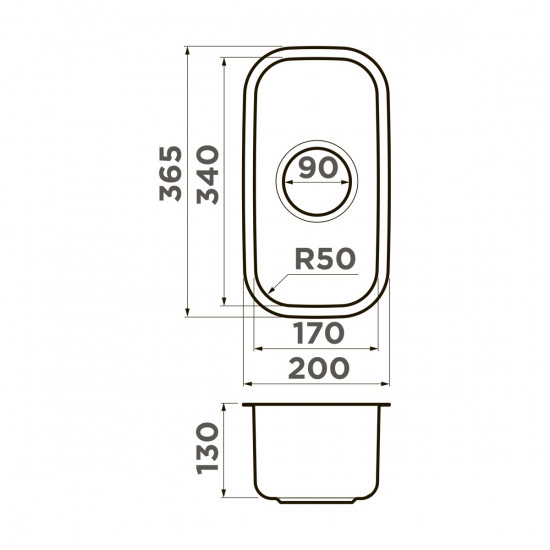 Кухонная мойка OMOIKIRI OMI 20-U нержавеющая сталь