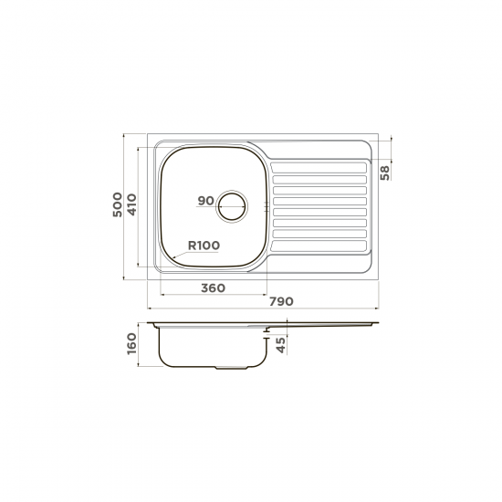 Кухонная мойка OMOIKIRI KASHIOGAWA 79-IN нержавеющая сталь