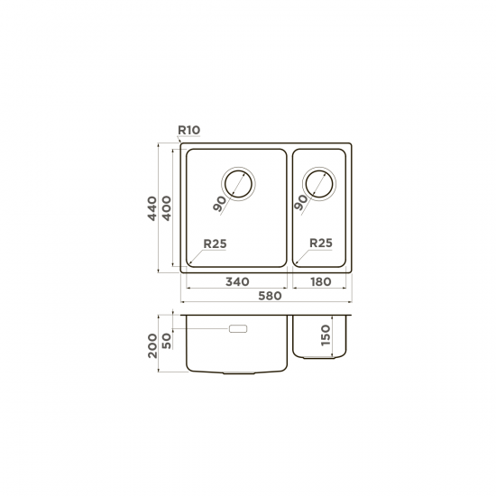 Кухонная мойка OMOIKIRI TADZAVA 58-2-U/I нержавеющая сталь
