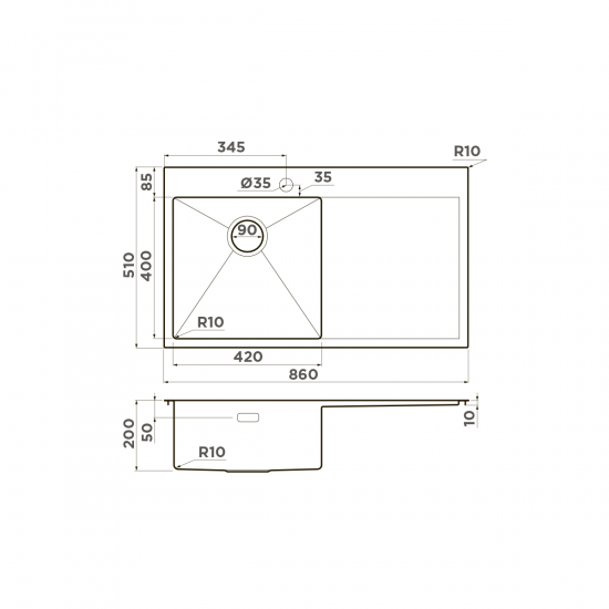 Кухонная мойка OMOIKIRI AKISAME 86 нержавеющая сталь