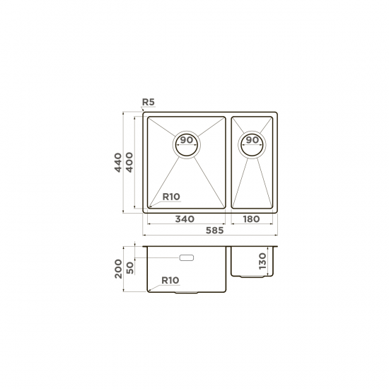 Кухонная мойка OMOIKIRI TAKI 58-2-U/IF нержавеющая сталь