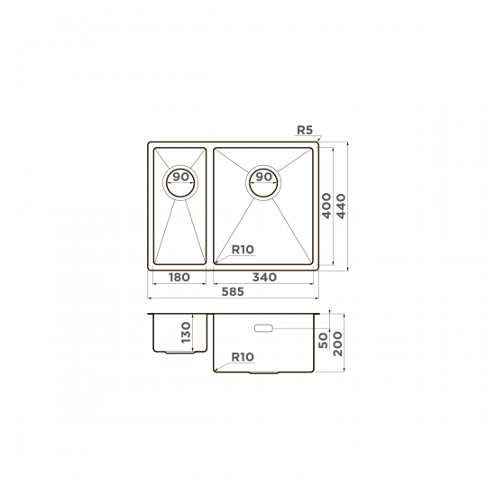 Кухонная мойка OMOIKIRI TAKI 58-2-U/IF нержавеющая сталь