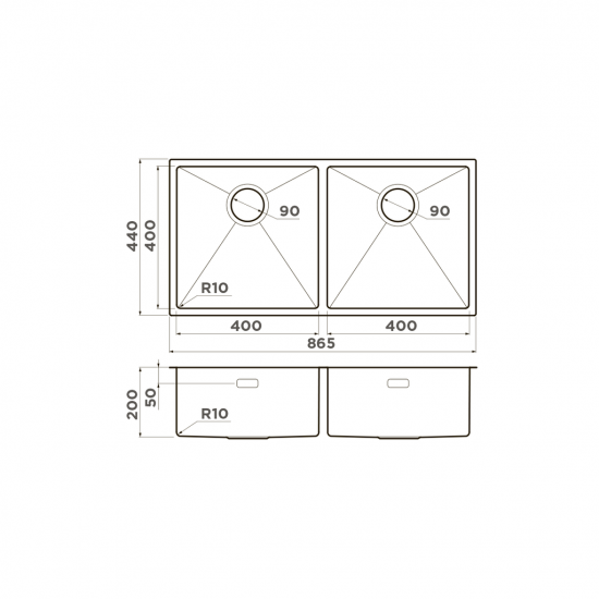 Кухонная мойка OMOIKIRI TAKI 86-2-U/IF нержавеющая сталь