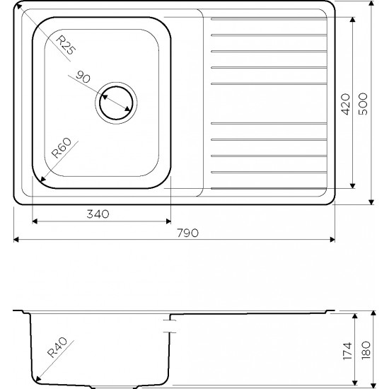 Кухонная мойка OMOIKIRI SAGAMI 79-IN нержавеющая сталь
