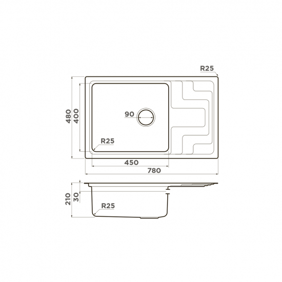 Кухонная мойка OMOIKIRI MIZU 78-LB нержавеющая сталь