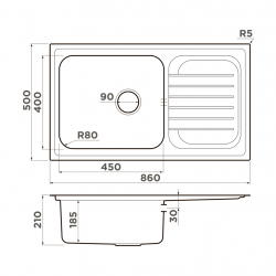 Кухонная мойка OMOIKIRI HARUNA 86 нержавеющая сталь