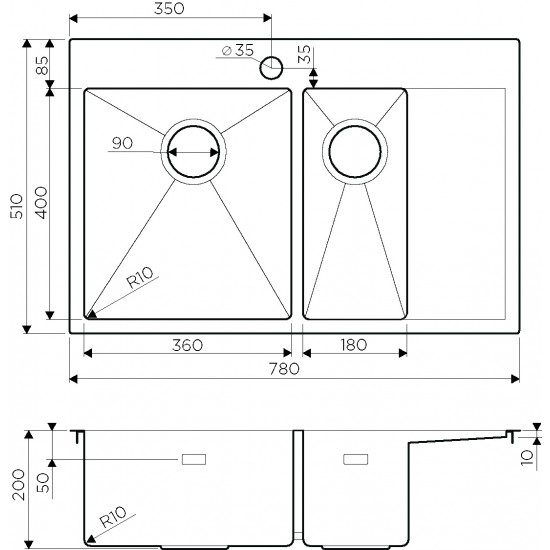 Кухонная мойка OMOIKIRI AKISAME 78-2 нерж. сталь