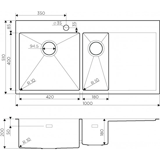 Кухонная мойка OMOIKIRI AKISAME 100-2