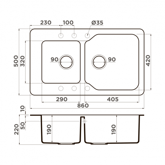 Кухонная мойка OMOIKIRI MARU 86-2 Artgranit