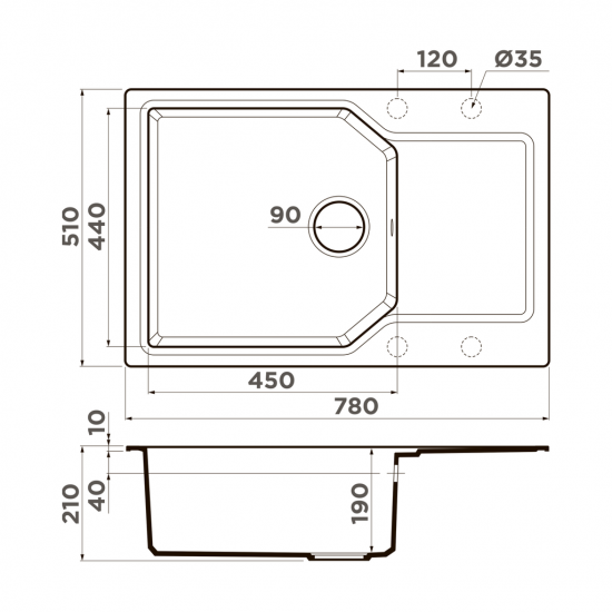 Кухонная мойка OMOIKIRI YONAKA 78-LB Artgranit