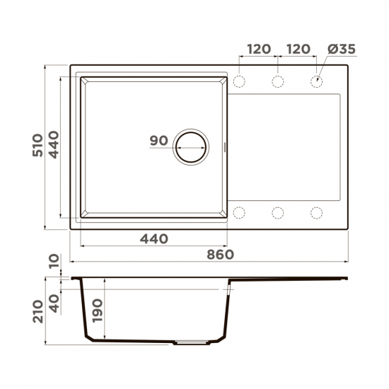 Кухонная мойка OMOIKIRI DAISEN 86 Artgranit