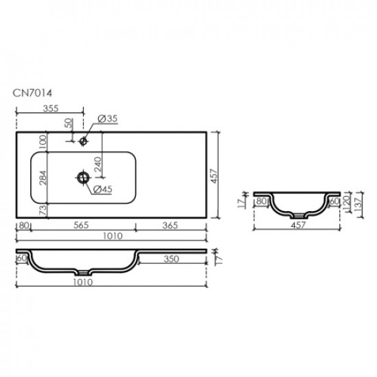Раковина Sancos Element 101 см чаша слева CN7014
