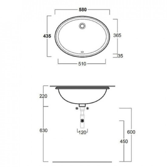 Раковина Simas Top e lavabi d'Arredo 58 см под столешницу, белая S 53 BI