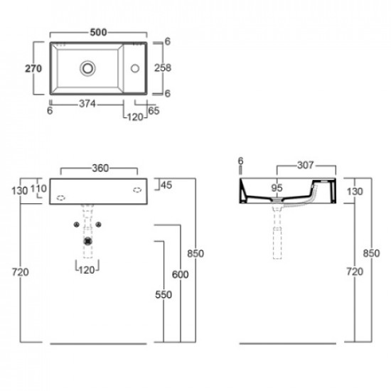 Раковина Simas Agile 50 см подвесная, черный матовый AG50 nero matt*1