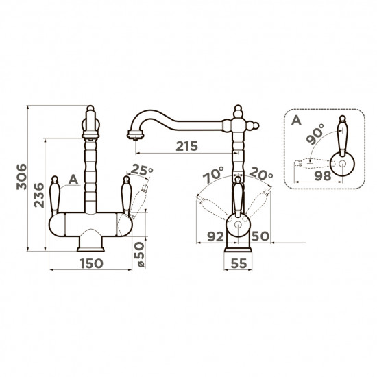 Кухонный смеситель OMOIKIRI AMAGASAKI