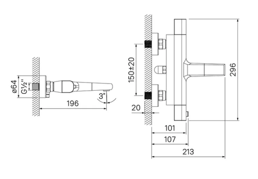 Смеситель для ванны IDDIS Uniterm с термостатом UNISB02i74WA