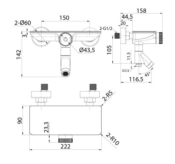 Смеситель для ванны IDDIS Shelfy хром SHESBBTi02WA