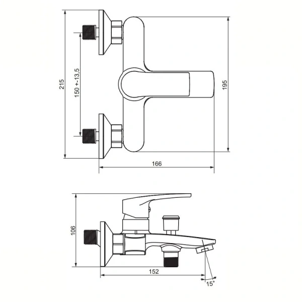 Смеситель для ванны Damixa Eclipse 2.0 хром 481000000