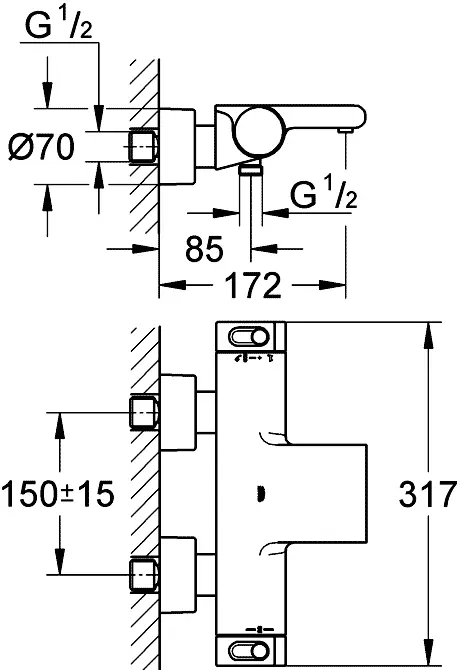 Смеситель для ванны Grohe Grohtherm 2000 термостатический 34174001