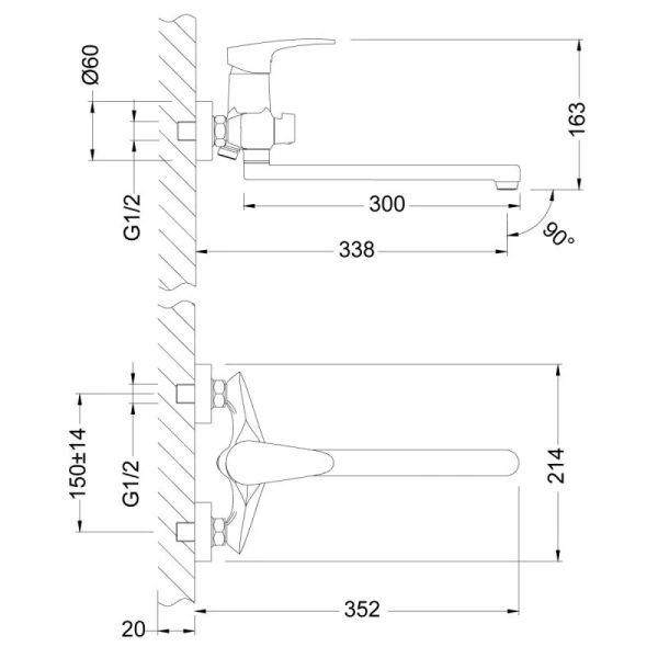 Смеситель для ванны Lemark Linara универсальный LM0451C
