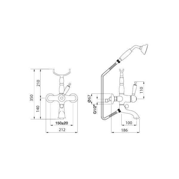 Смеситель для ванны Migliore Oxford бронза 19085