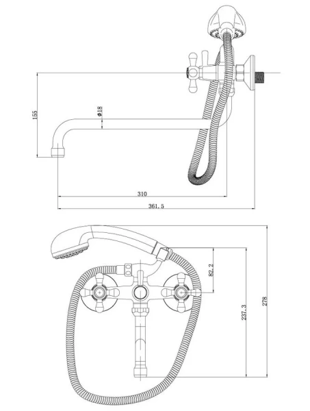 Смеситель для ванны Lemark Promotion универсальный LM6041C