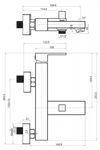 Смеситель для ванны BelBagno Magna хром MAG-VASM-CRM
