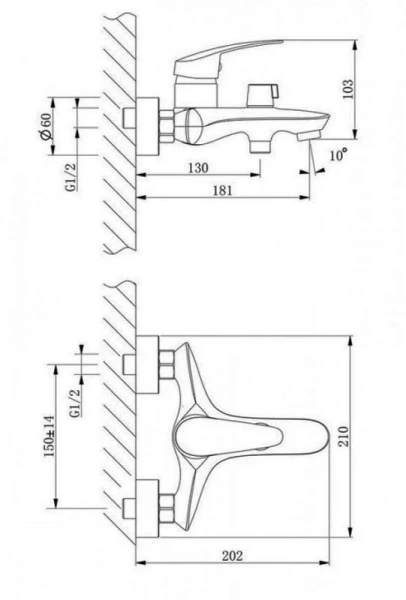 Смеситель для ванны Lemark Linara с коротким изливом LM0414C