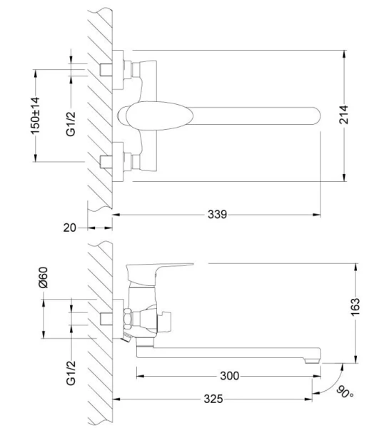 Смеситель для ванны Lemark Nero универсальный LM0251C