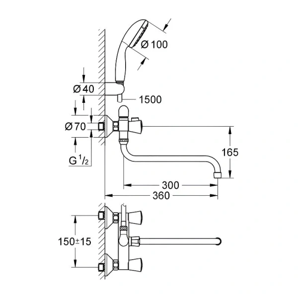 Смеситель для ванны Grohe Costa S универсальный 2679210A