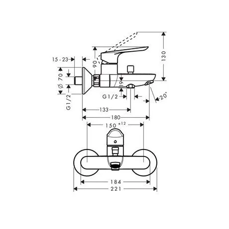 Смеситель для ванны Hansgrohe Logis E однорычажный  71403000